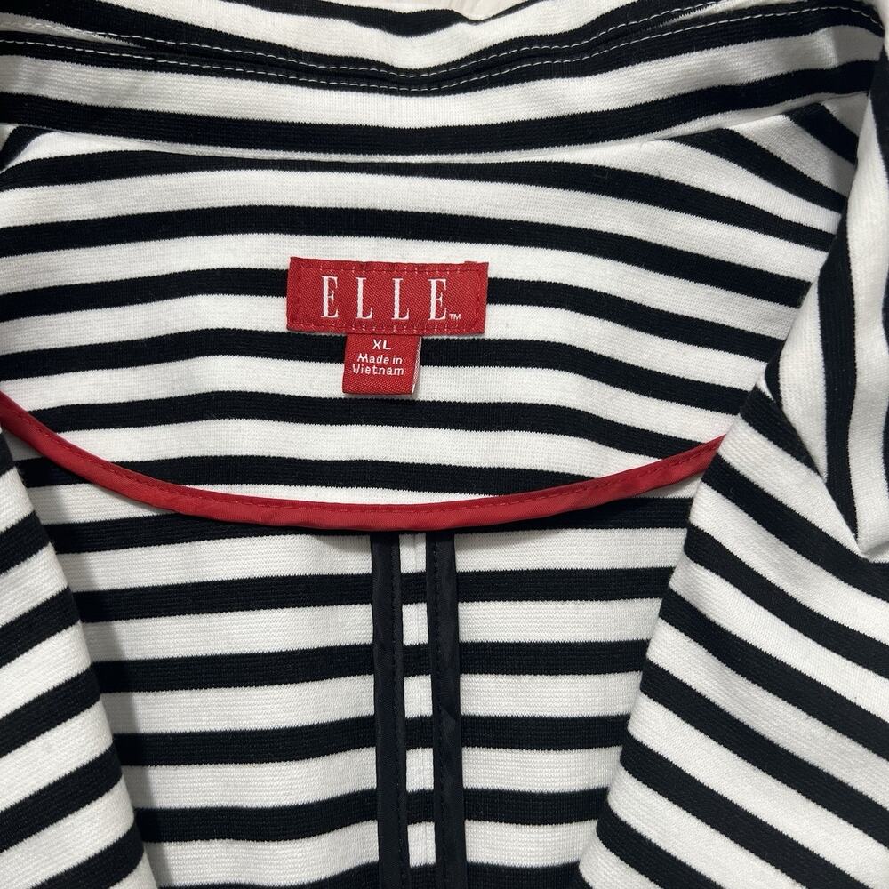 Elle Striped Blazer Jacket Womens XL Black White Stretch Career Casual - Picture 4 of 8